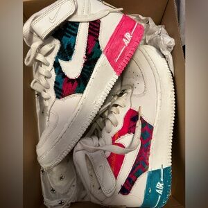 Nike high tops with Mexican woven fabric customized clean